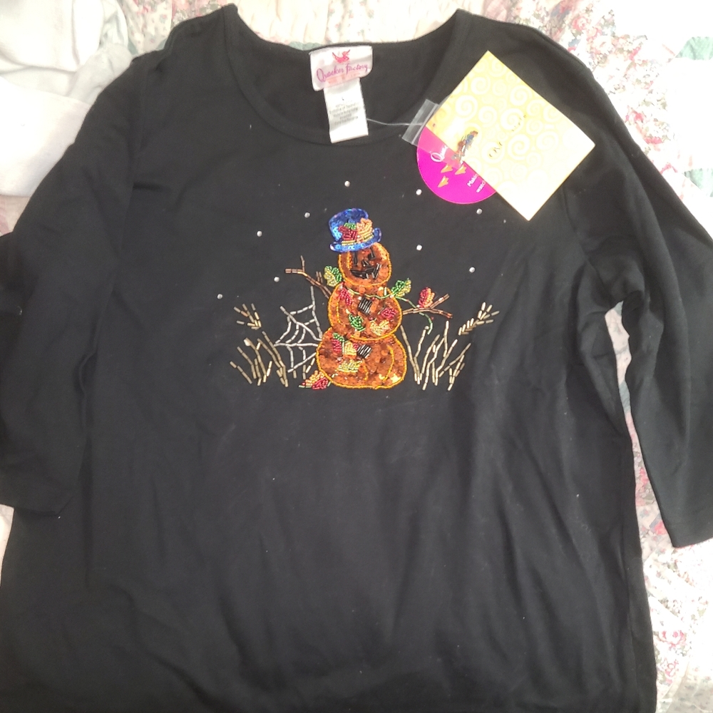 Quacker Factory, Halloween 3/4 sleeve shirt, size large